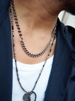 M.Cohen 〔エムコーエン〕 ネックレス N102321 シルバーリンクチェーン & ブラックスピネル|NECKLACE|【M.Cohen】 