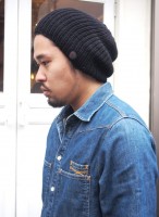 LUCKY BIRD【ラッキーバード】 カシミアタッチ メリノウール ミディアムニットキャップ / ブラック| KNIT CAP|【LUCKY BIRD】 