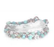M.Cohen 〔エムコーエン〕 ブレスレット B10252 3レイヤー ターコイズオンフェザー|BRACELET|【M.Cohen】 
