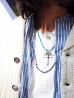 M.Cohen 〔エムコーエン〕 ネックレス N10577 ラピス ＆ アフリカントレードディスク ビーズ|NECKLACE|【M.Cohen】 