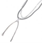 M.Cohen 〔エムコーエン〕 ネックレス N10377-BLK レザーシルバーリンクチェーン & ラージウィッシュボーン|NECKLACE|【M.Cohen】 