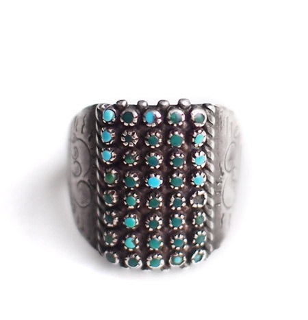 1940s Vintage Navajo ナバホ族 クラスターターコイズ オン スタンプド