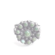 1960s Vintage Navajo ナバホ族 クラスターターコイズ オン ラウンドシルバープレート|Ring|【VINTAGE　JEWELRY】