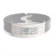 CHAFF DESIGN�̥���ա��ǥ������Leather Plate On Turquoise Bracelet ��
