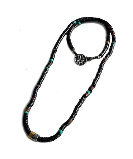 CHAFF DESIGN〔チャフ・デザイン〕Brown Shell 3Turquoise Bracelet CHAFF DESIGN〔チャフ・デザイン〕Brown Shell Turquoise Bracelet