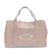 HTC Tote Bag Big Flower Leather #10 TQS N / Brown