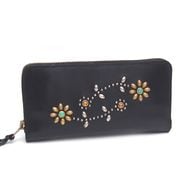 HTC Sunset Round Zipper Long Wallet Flower #3 TQS N / Black