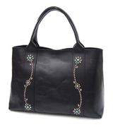 HTC Sunset Tote Bag Flower Leather #1 TQS N / Black / Light Brown