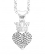 KING BABY �̎��ݎ��ގ͎ގ��ˎގ���Q10-8071 Small 3D Pave Black CZ Crowned Heart Pendant