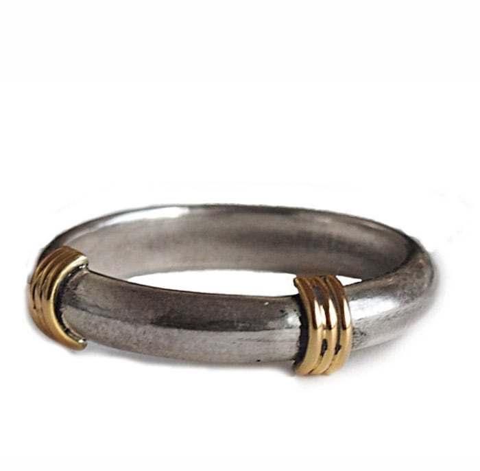 CHAFF DESIGN〔チャフ・デザイン〕Big Silver&18k 3line Ring