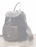 HTC ̎Î͡Хå  Turquoise Flower Suede Backpack / NavyDk Brown