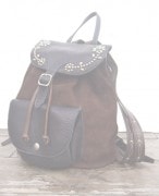 HTC ̎Î Хå  Turquoise Flower Suede Backpack / Dk BrownNavy