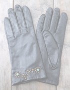 HTC ̎Î͡ Flower Studs Black Leather Glove  / Turquoise Stone