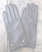 HTC ̎Î͡ Flower Studs Brown Leather Glove/Turquoise Stone