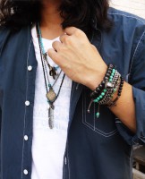 M.Cohen 〔エムコーエン〕 ネックレス N677 オニキスフェザー ＆ シェルスカルチャーム|NECKLACE|【M.Cohen】 