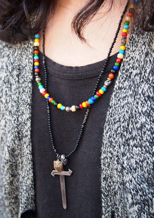 M.Cohen エムコーエン エム・コーエン M.Cohen |アンティークビーズ&レザー ネックレス