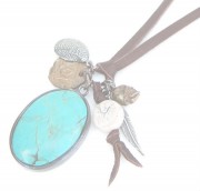 M.Cohen 〔エムコーエン〕 ネックレス N10915 レザーターコイズ＆スカルフェザー|NECKLACE|【M.Cohen】 