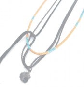 M.Cohen 〔エムコーエン〕 ネックレス N10573 3レイヤー アフリカンディスクビーズ オレンジ|NECKLACE|【M.Cohen】 