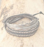 M.Cohen 〔エムコーエン〕 ブレスレット B916-S 3Wrap Leather On Feather Bracelet / Black|【M.Cohen】 