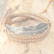 M.Cohen 〔エムコーエン〕 ブレスレット B916-S 3Wrap Leather On Feather Bracelet / Light Brown|【M.Cohen】 