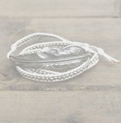 M.Cohen 〔エムコーエン〕 ブレスレット B916-S 3Wrap Leather On Feather Bracelet / White|【M.Cohen】 