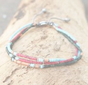 M.Cohen 〔エムコーエン〕 ブレスレット B10759 3Layer Jade&Coral w / Turquoise Glass Beads Bracelet|【M.Cohen】 