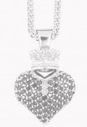 KING BABY 〔キングベイビー〕 ネックレス  Q10-8071 Small 3D Pave Black CZ Crowned Heart Pendant|NECKLACES|【KING BAB