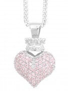 KING BABY 〔キングベイビー〕 ネックレス Q10-7071 Small 3D Pave Pink CZ Crowned Heart Pendant|NECKLACES|【KING BABY】