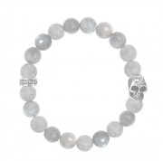KING BABY �̎��ݎ��ގ͎ގ��ˎގ���Q40-5284 10mm Labradorite Bead Bracelet w/Day of the Dead Skull