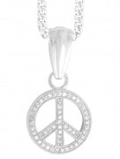 QUEEN BABY 〔クイーンベイビー〕 ネックレス Small Peace Sign Pendant Silver and White CZ Pave|QUEEN BABY|【KING BABY】