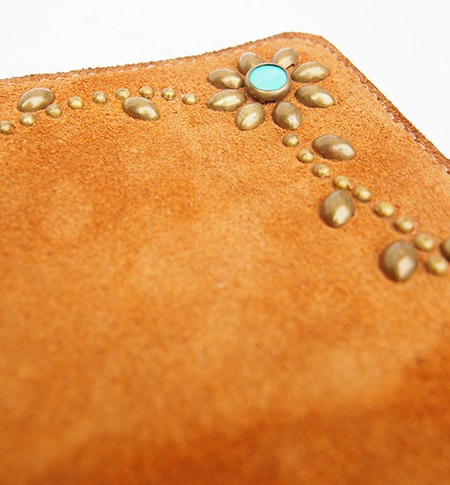 HTC Long Wallet Flower Suede #5 TQS B / Camel