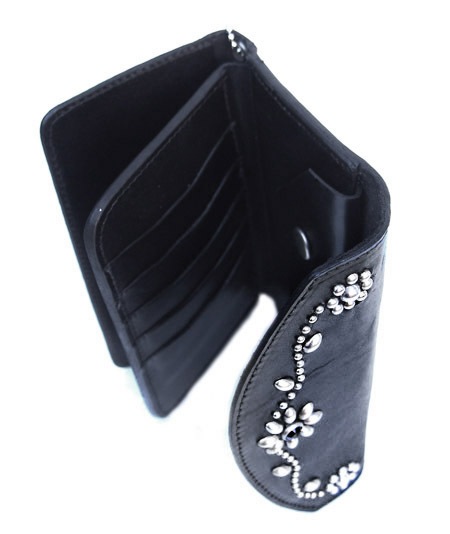 HTC Long Wallet Flower & Umbrella Suede mix #6 BLACK N / Wine red