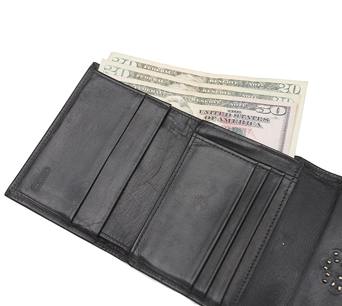PANTY Original Design "OLD COACH" Vintage Remake Studs Leather Wallet / 