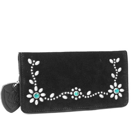 HTC Long Wallet Flower Suede #5 TQS N / Black