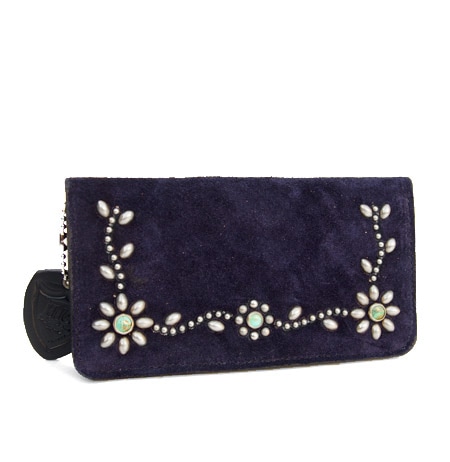 HTC Long Wallet Flower Suede #5 TQS N / Navy
