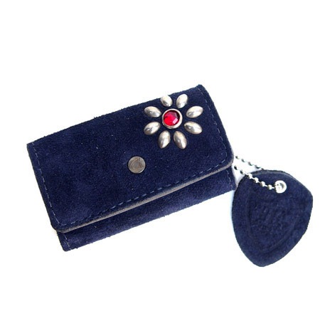 HTC Key Case Flower Suede #2 RED N / Navy