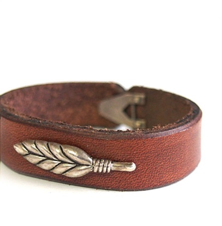 CHAFF DESIGN�̥���ա��ǥ������Leather On Medium Wheat Bracelet