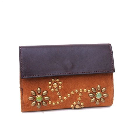 HTC Sunset Short Wallet Flower Suede Mix TQS B / Camel