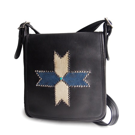 PANTY Original Design "OLD COACH" Vintage Remake Studs Leather Shoulder Bag / No.16