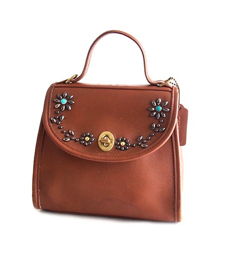 PANTY Original Design "OLD COACH" Vintage Remake Studs Leather Hand Bag/ No21