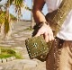 HTC Sunset L-zip Wallet  Flower #1 TQS N / MilitaryBrown Leather