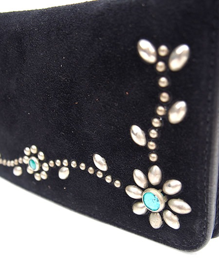 HTC Long Wallet Flower Suede #5 TQS N / Black
