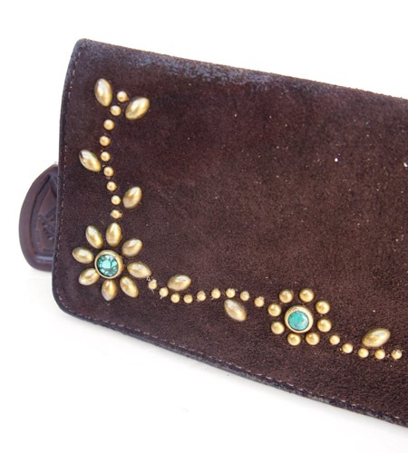 HTC Long Wallet Flower Suede #5 TQS B / Brown