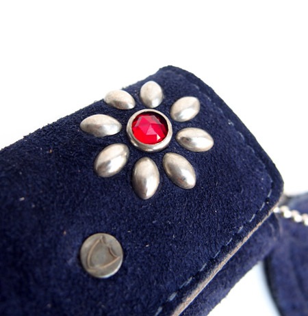 HTC Key Case Flower Suede #2 RED N / Navy