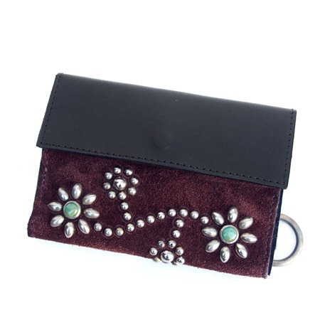 HTC Sunset Short Wallet Flower Suede Mix TQS N / Brown