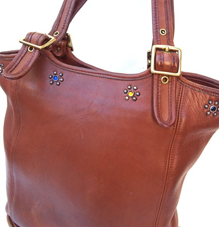 PANTY Original Design "OLD COACH" Vintage Remake Studs Leather Tote Bag / No.17