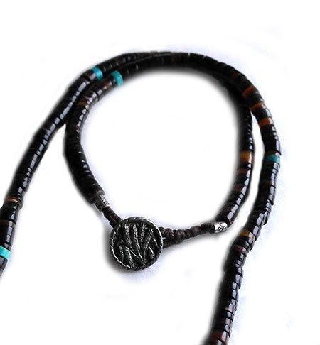 CHAFF DESIGN�̥���ա��ǥ������Brown Shell On Silver & Gold Ring Necklace