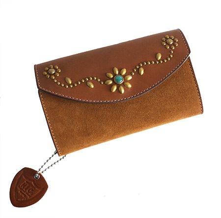 HTC Long Wallet Flower & Umbrella Suede mix #6 TQS B / Camel