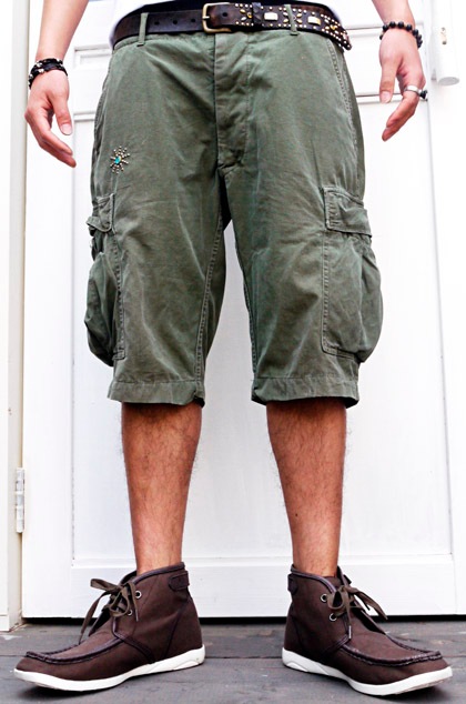 HTC �̎������Î��������͡��ѥ�� VINTAGE REMAKE CARGO SHORT PANTS   ON STUD