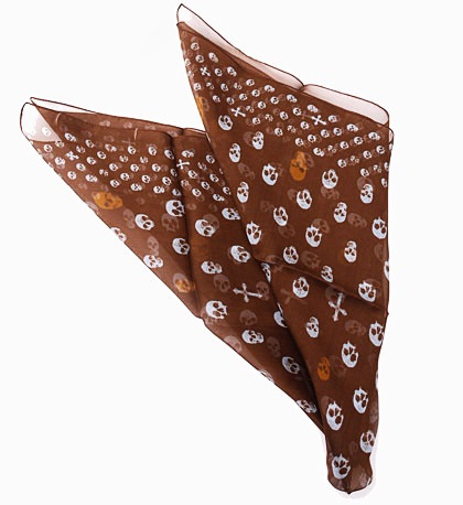 HTC ̎Î͡ SCARF FOULARD SKULLS 70  /  BROWN